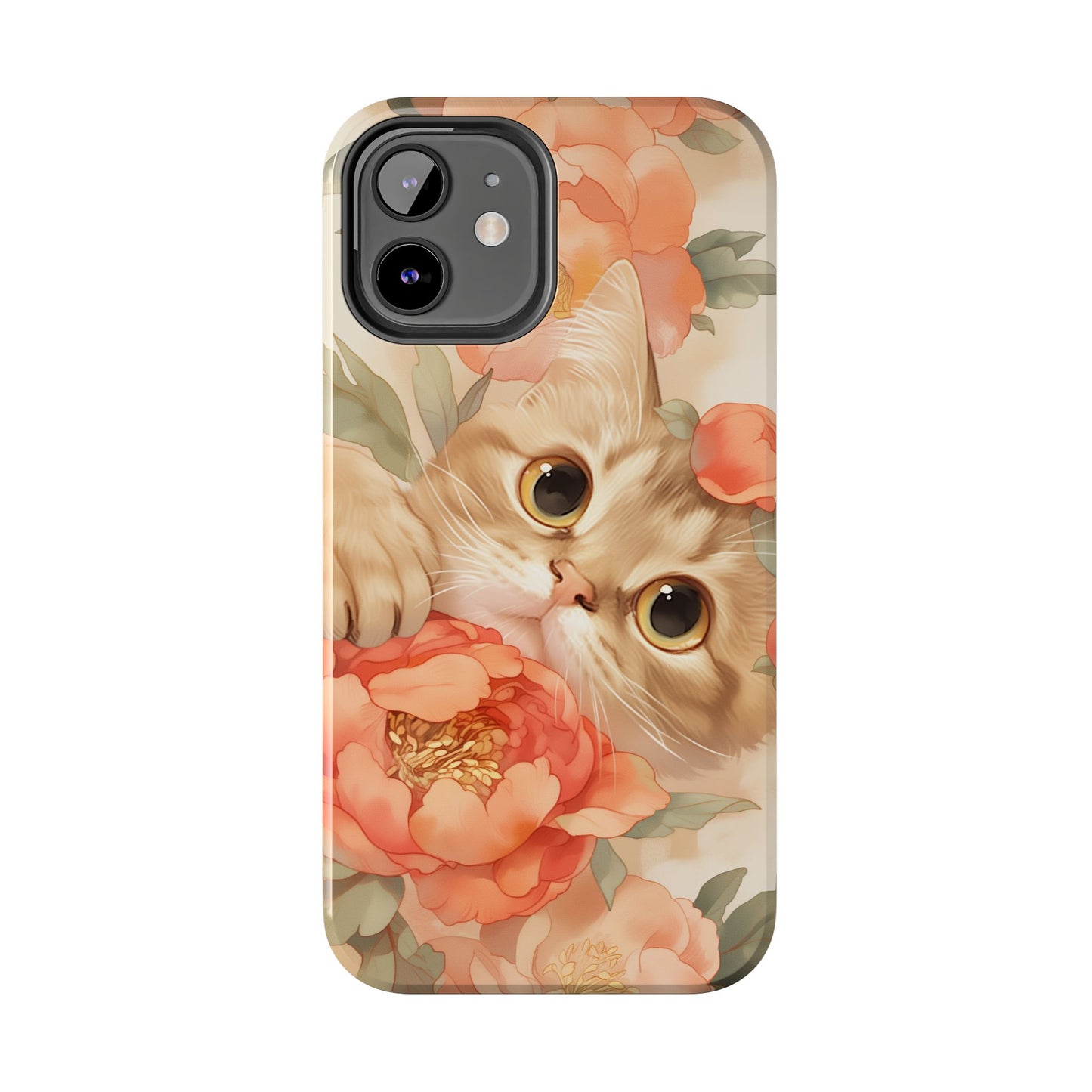 "Peony Guardian" - Floral Cat Phone Case | Tang Dynasty Elegance Meets Daily Protection