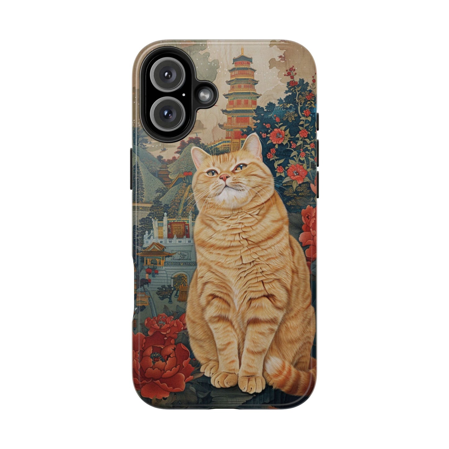 Oriental Garden Cat iPhone Case | Ancient Chinese Art Phone Cover | Clear Soft TPU Case