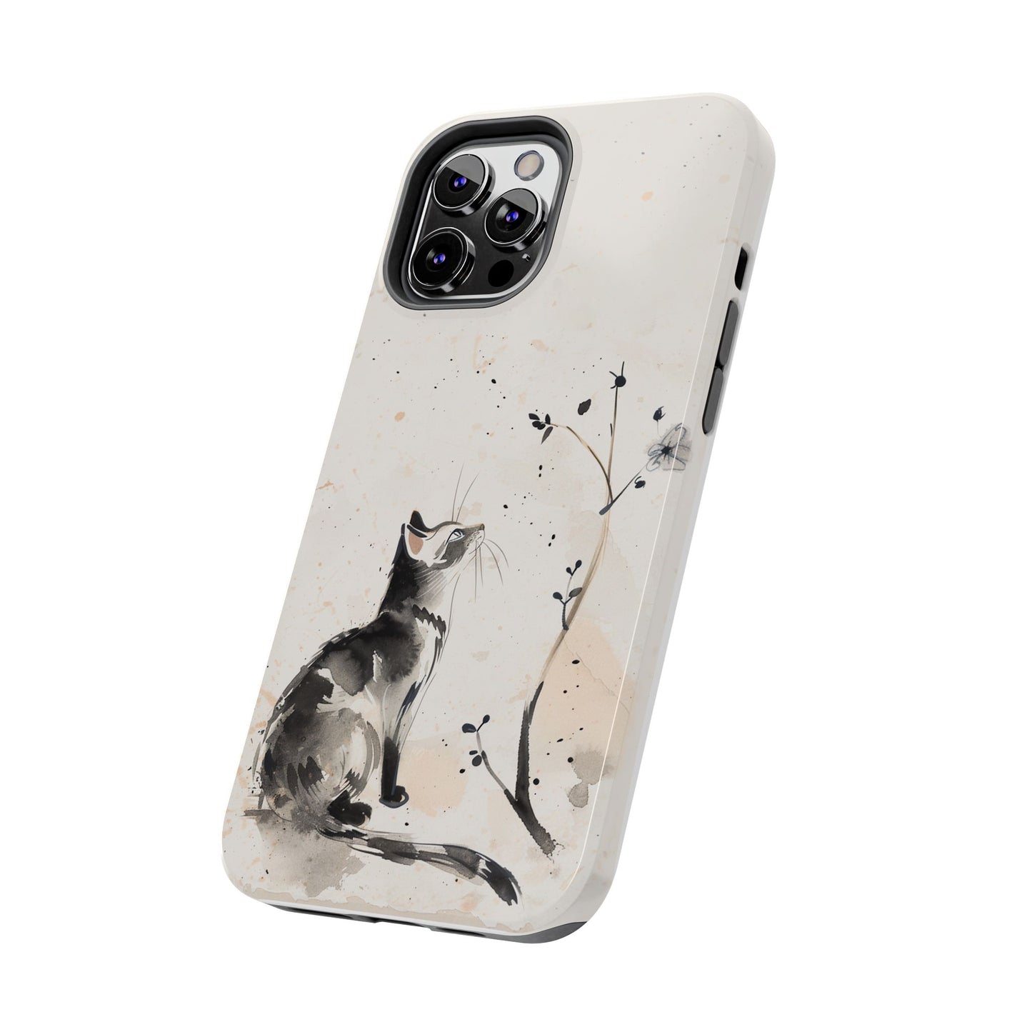 Ink-Wash Cat iPhone Case | Minimalist Oriental Art Phone Cover | Zen Aesthetic Gift