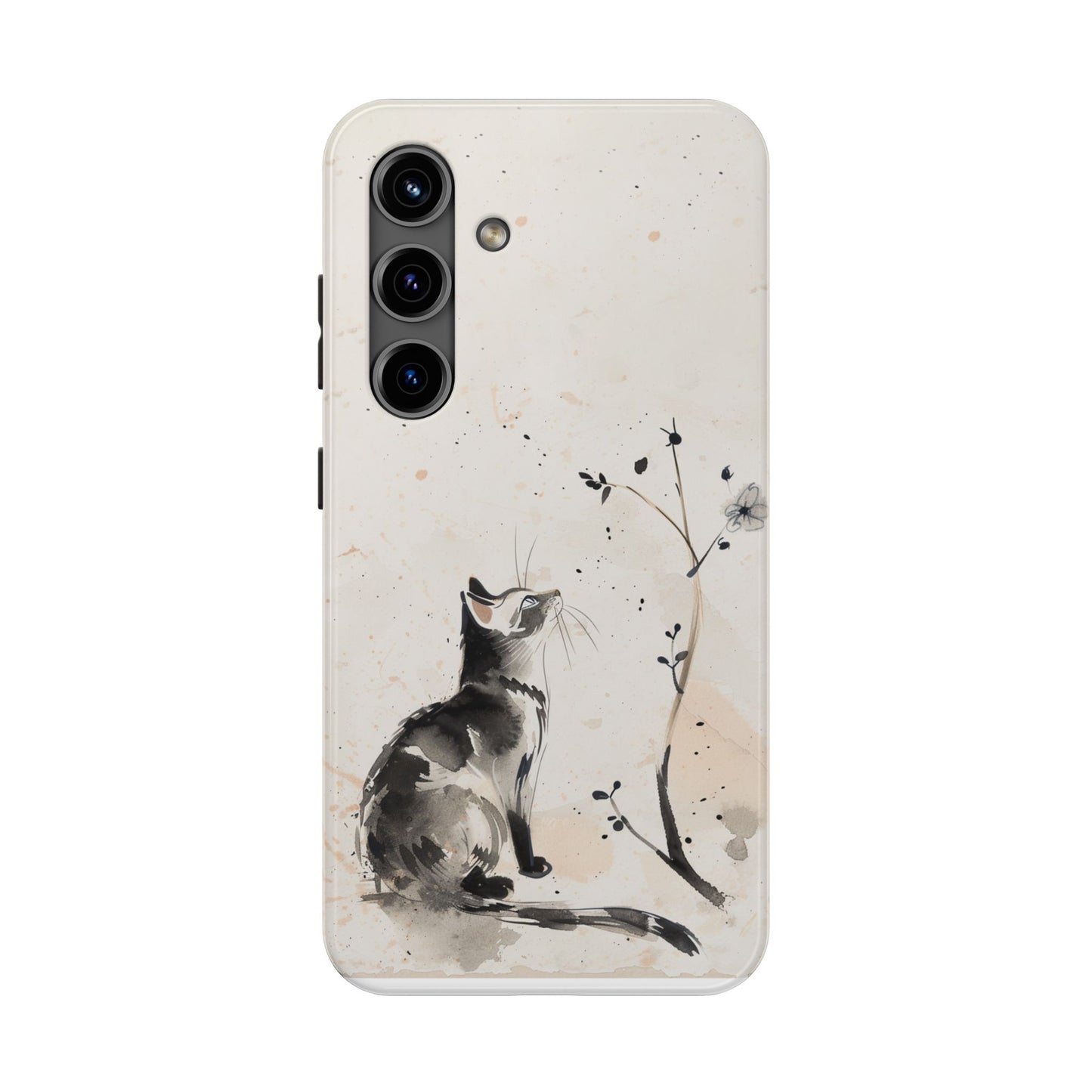 Ink-Wash Cat iPhone Case | Minimalist Oriental Art Phone Cover | Zen Aesthetic Gift
