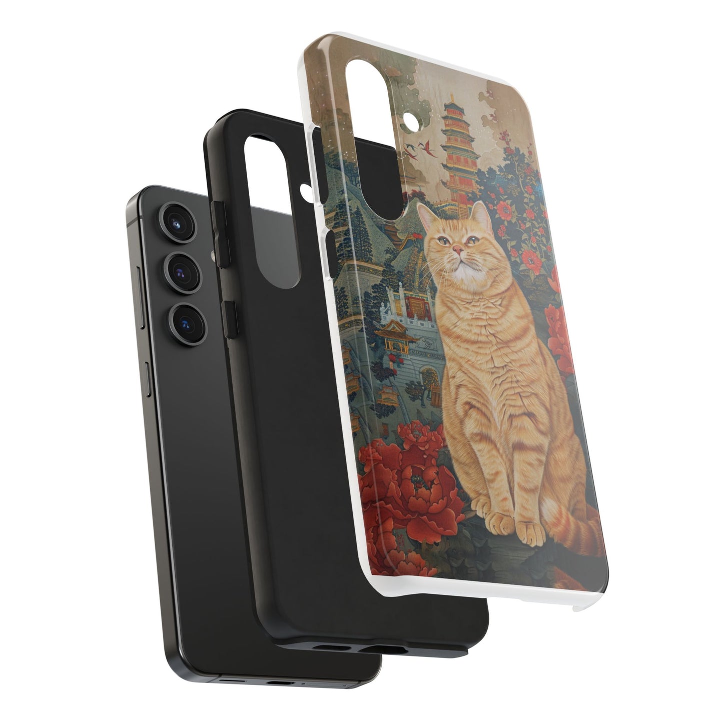 Oriental Garden Cat iPhone Case | Ancient Chinese Art Phone Cover | Clear Soft TPU Case