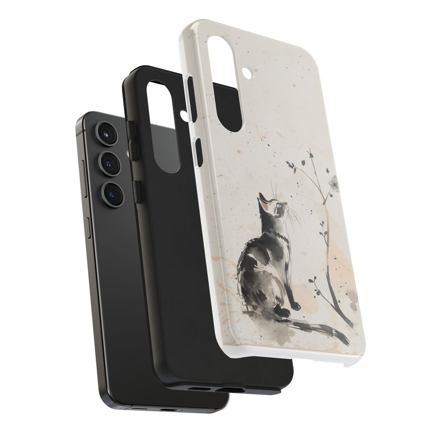 Ink-Wash Cat iPhone Case | Minimalist Oriental Art Phone Cover | Zen Aesthetic Gift