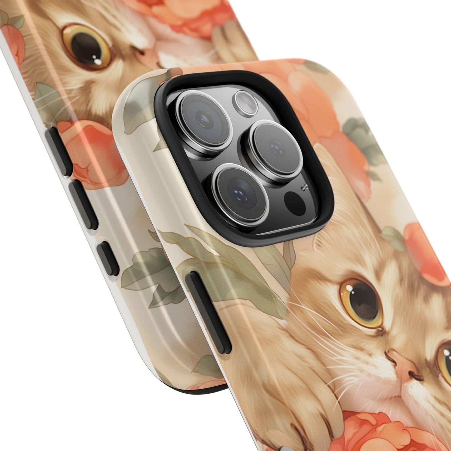 "Peony Guardian" - Floral Cat Phone Case | Tang Dynasty Elegance Meets Daily Protection