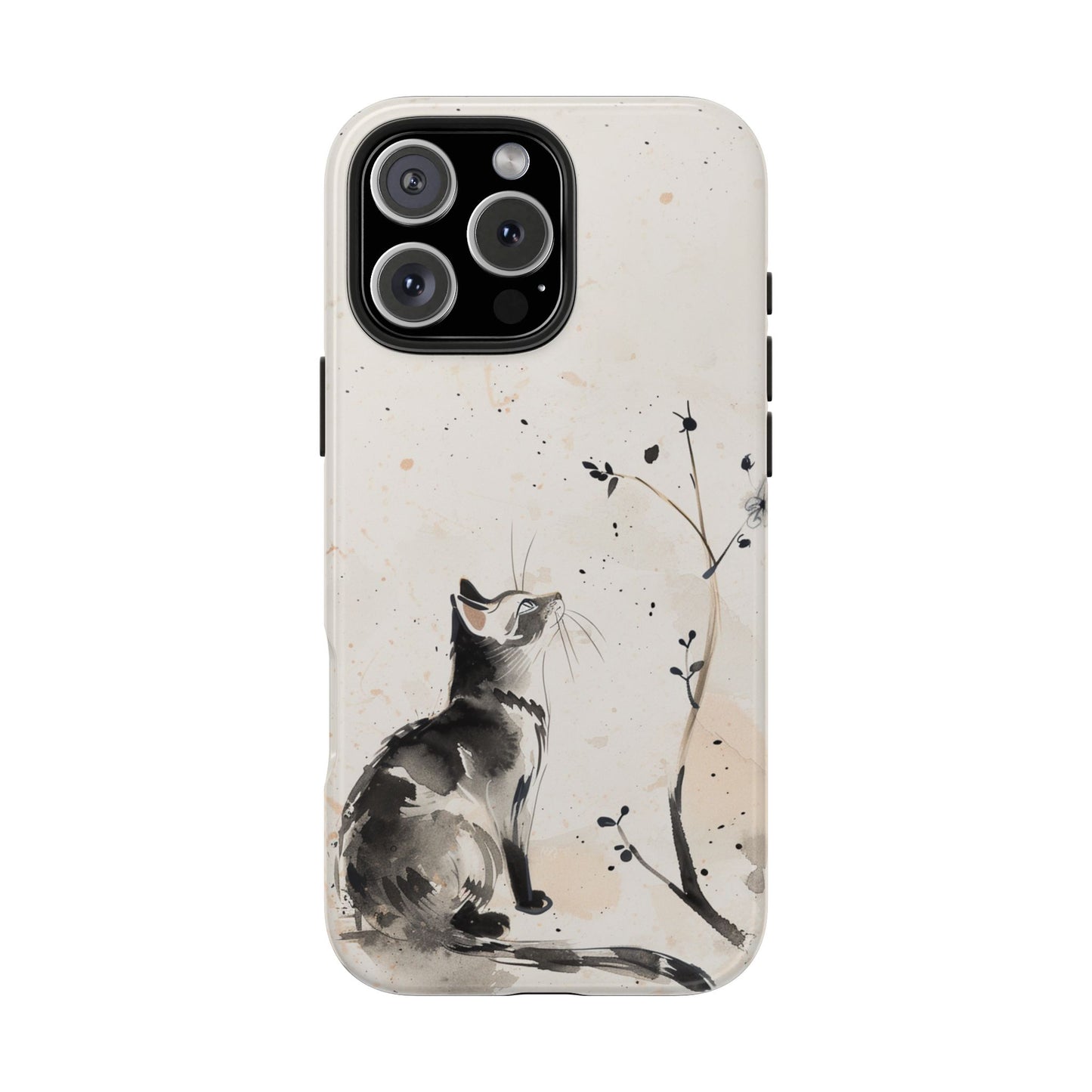 Ink-Wash Cat iPhone Case | Minimalist Oriental Art Phone Cover | Zen Aesthetic Gift