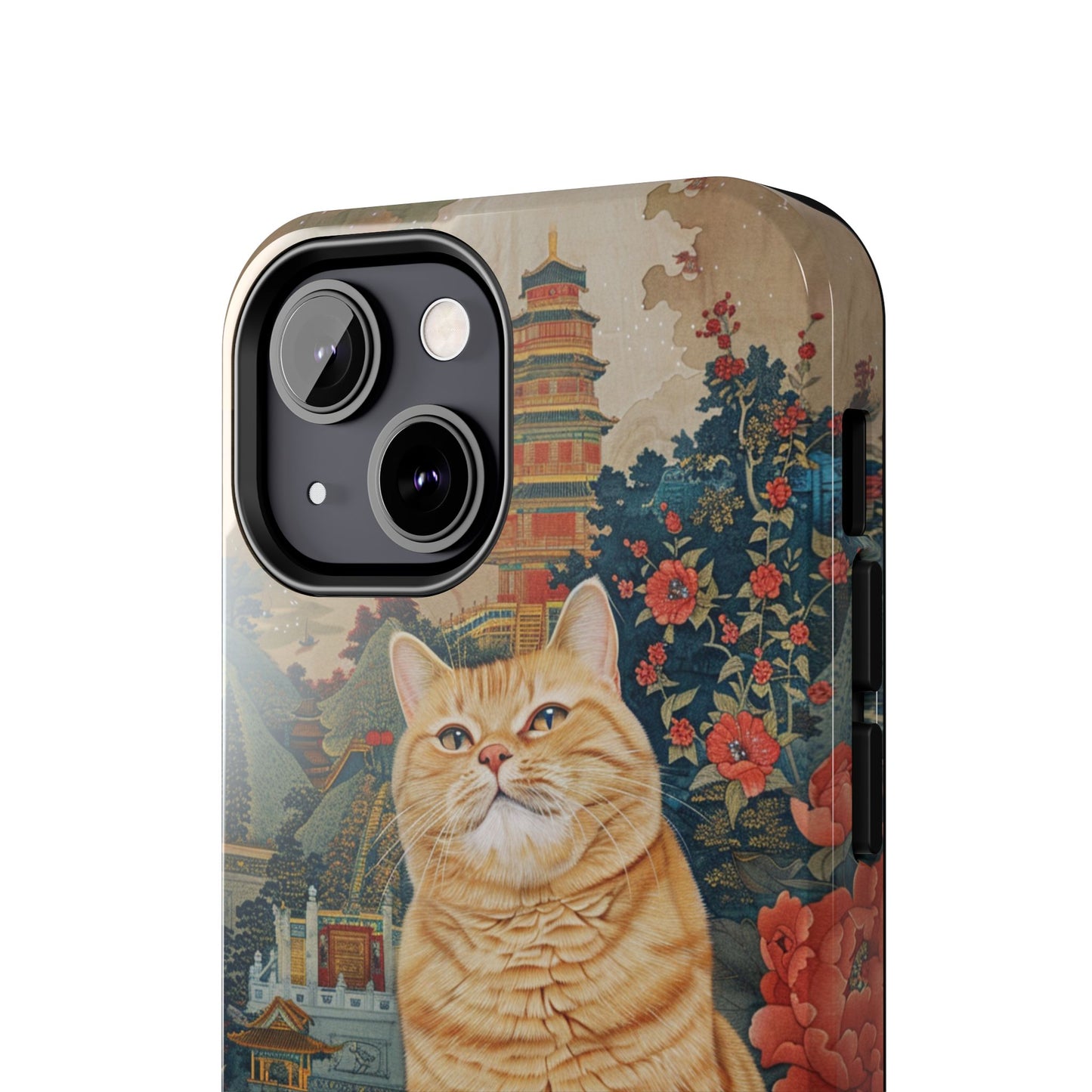 Oriental Garden Cat iPhone Case | Ancient Chinese Art Phone Cover | Clear Soft TPU Case