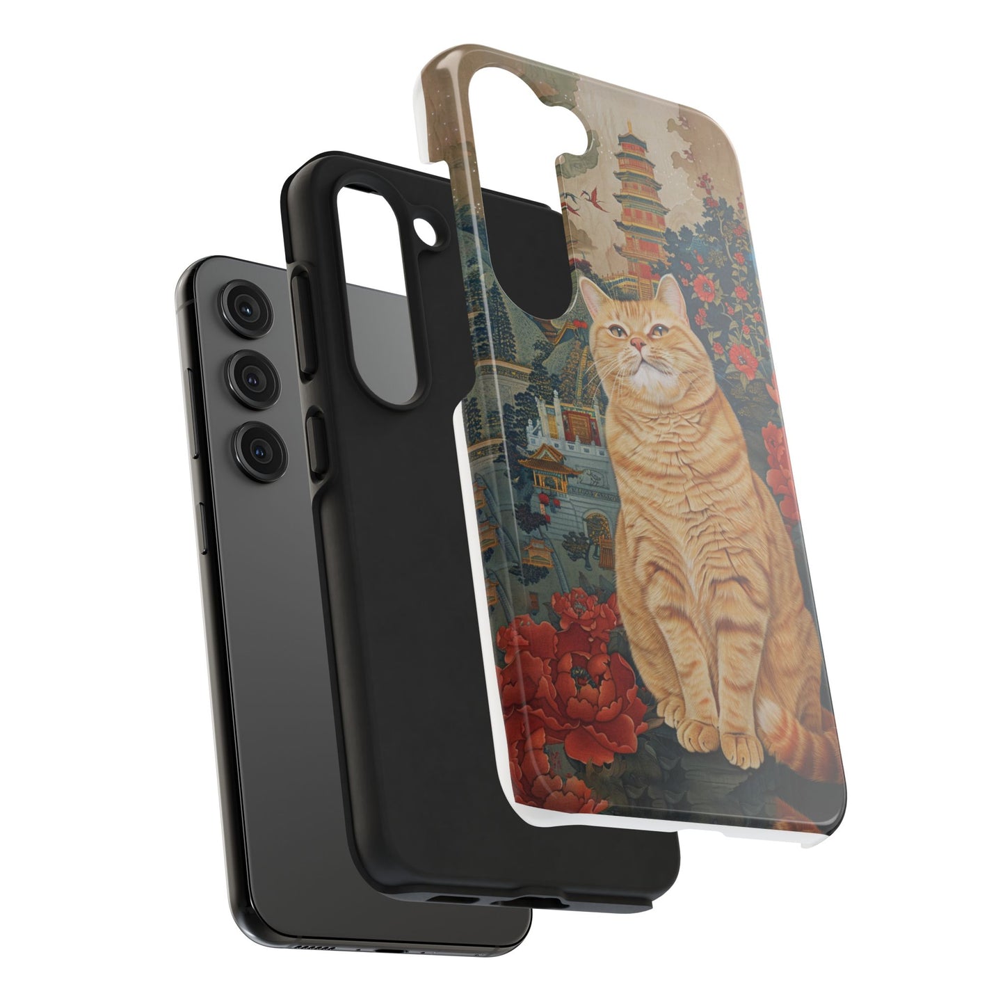 Oriental Garden Cat iPhone Case | Ancient Chinese Art Phone Cover | Clear Soft TPU Case