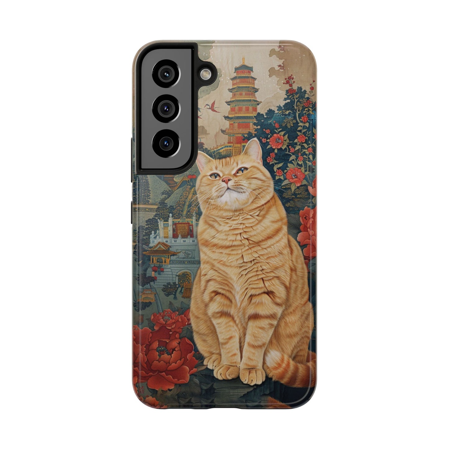 Oriental Garden Cat iPhone Case | Ancient Chinese Art Phone Cover | Clear Soft TPU Case
