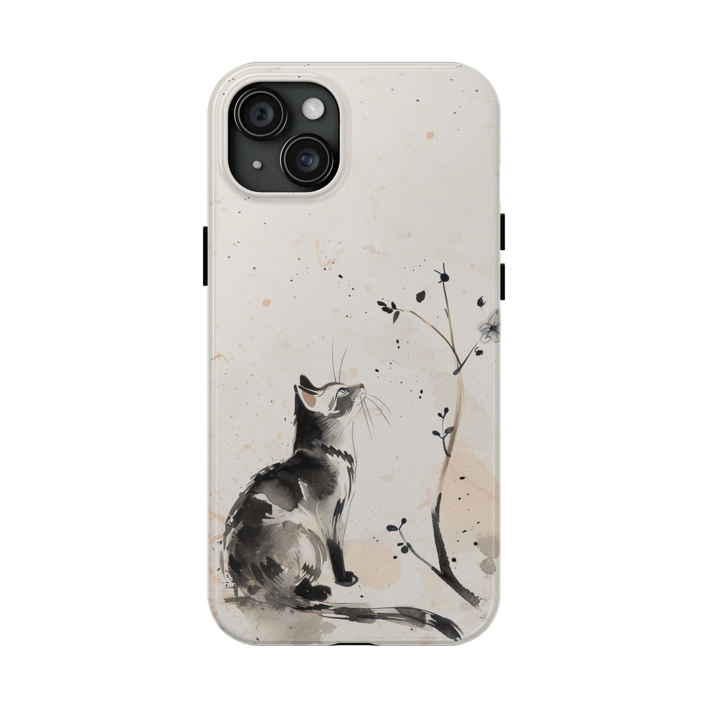 Ink-Wash Cat iPhone Case | Minimalist Oriental Art Phone Cover | Zen Aesthetic Gift