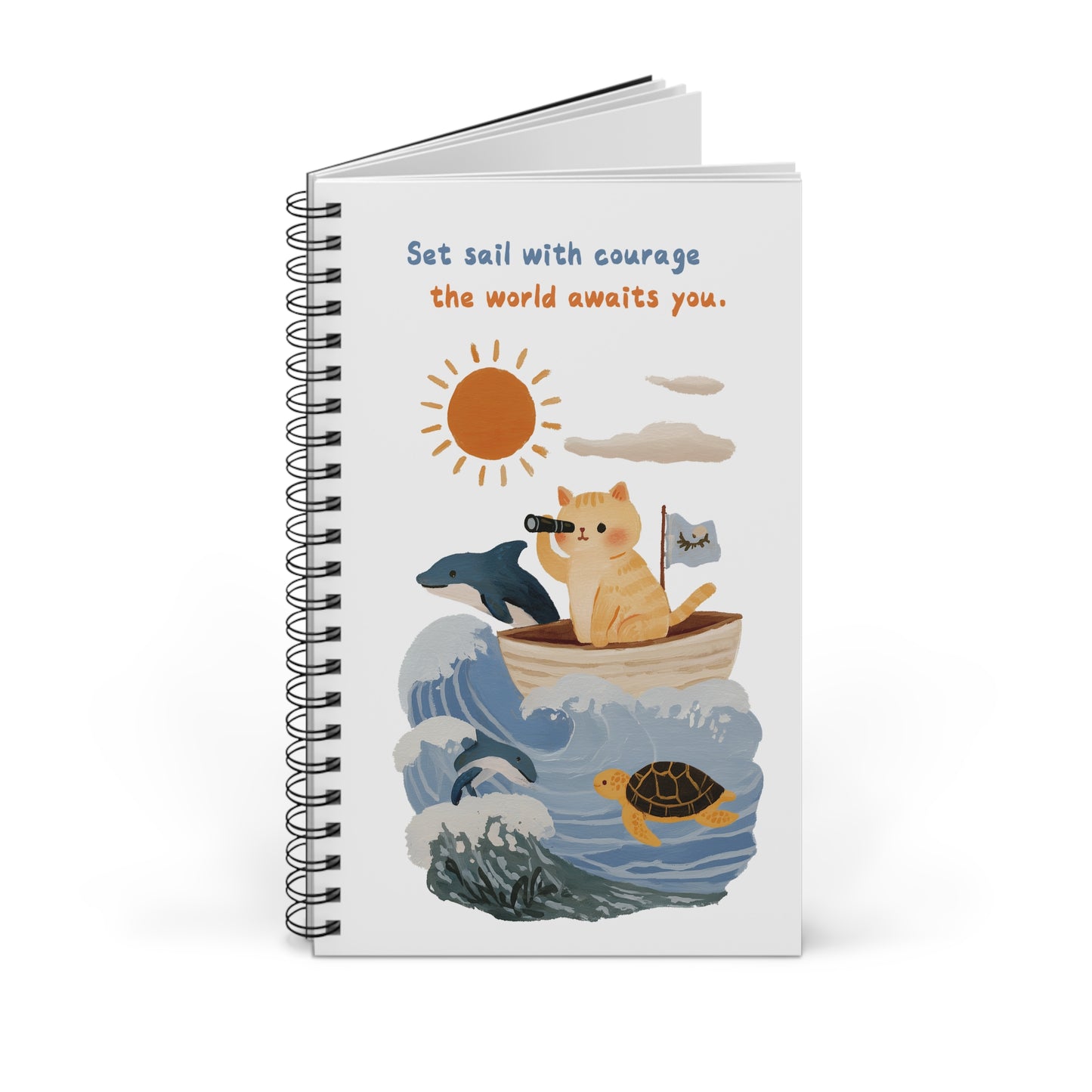 Courageous Cat Spiral Journal - Inspirational Notebook for Dreamers