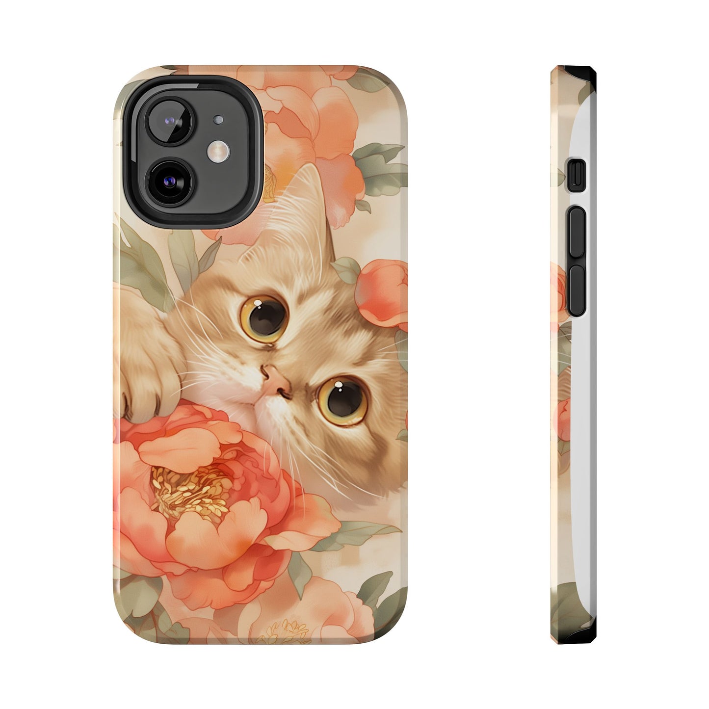 "Peony Guardian" - Floral Cat Phone Case | Tang Dynasty Elegance Meets Daily Protection