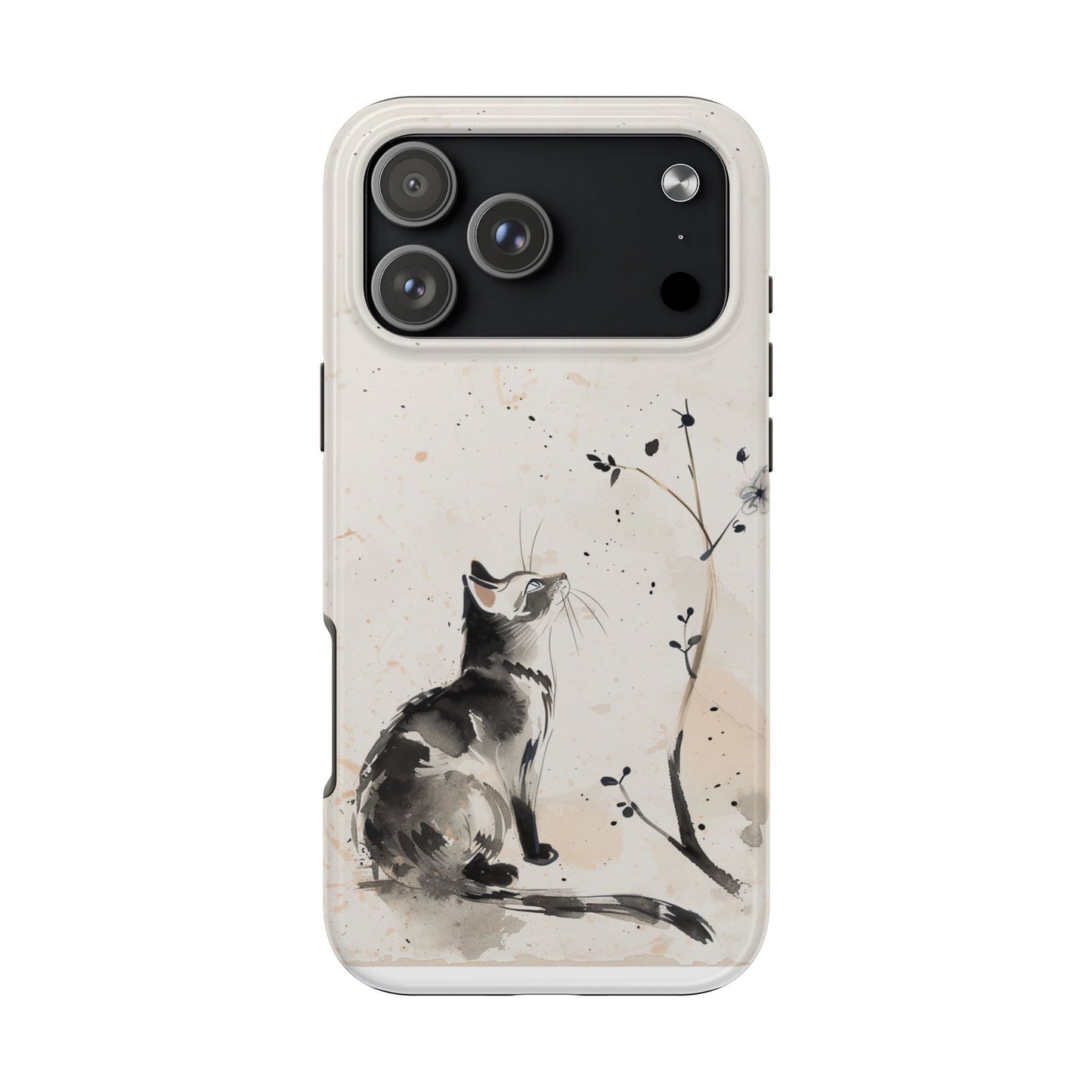 Ink-Wash Cat iPhone Case | Minimalist Oriental Art Phone Cover | Zen Aesthetic Gift