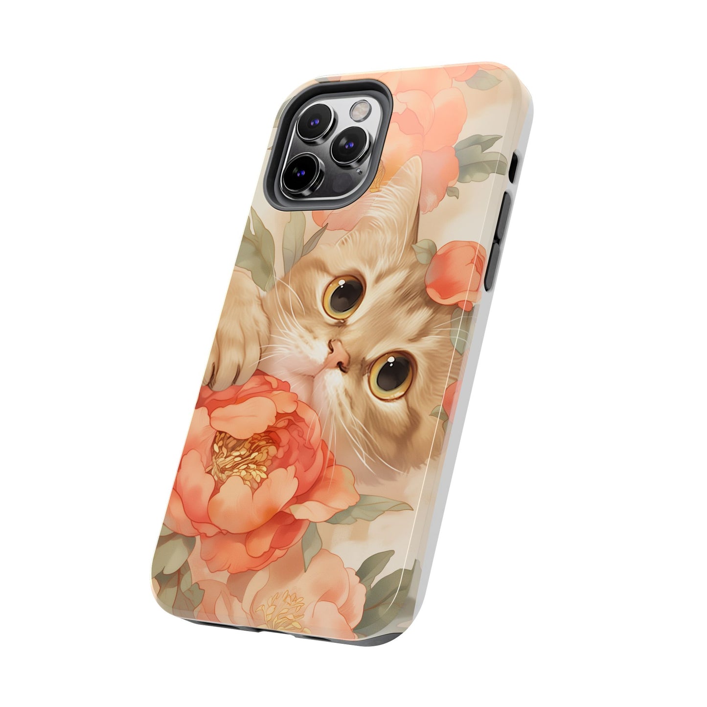 "Peony Guardian" - Floral Cat Phone Case | Tang Dynasty Elegance Meets Daily Protection