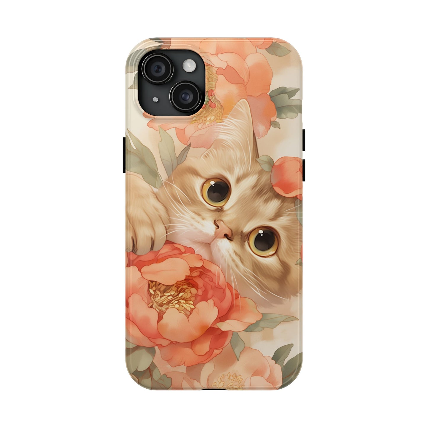 "Peony Guardian" - Floral Cat Phone Case | Tang Dynasty Elegance Meets Daily Protection