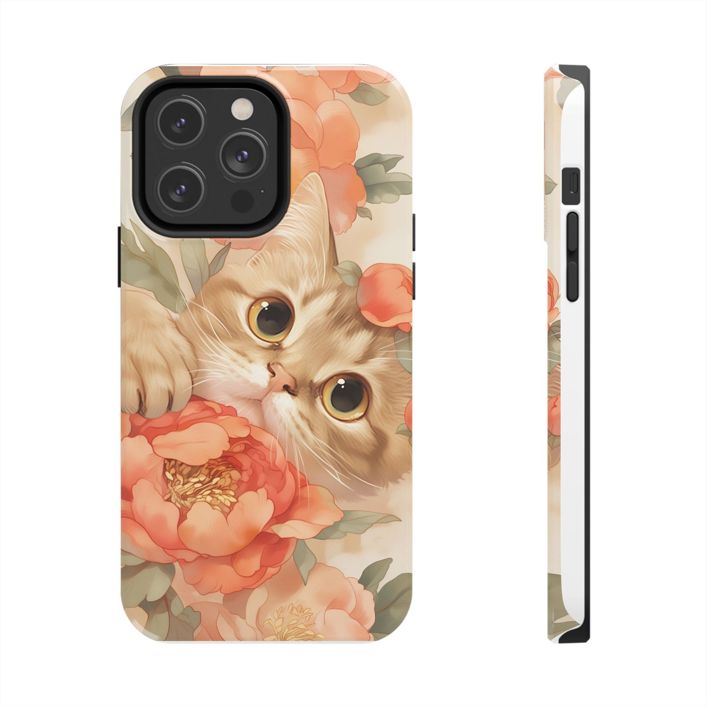 "Peony Guardian" - Floral Cat Phone Case | Tang Dynasty Elegance Meets Daily Protection