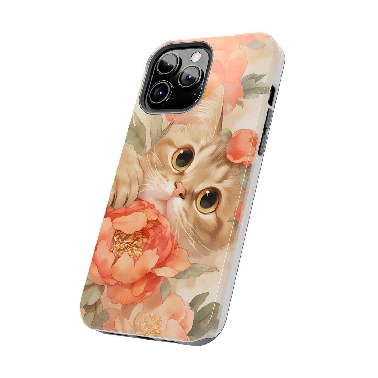 "Peony Guardian" - Floral Cat Phone Case | Tang Dynasty Elegance Meets Daily Protection