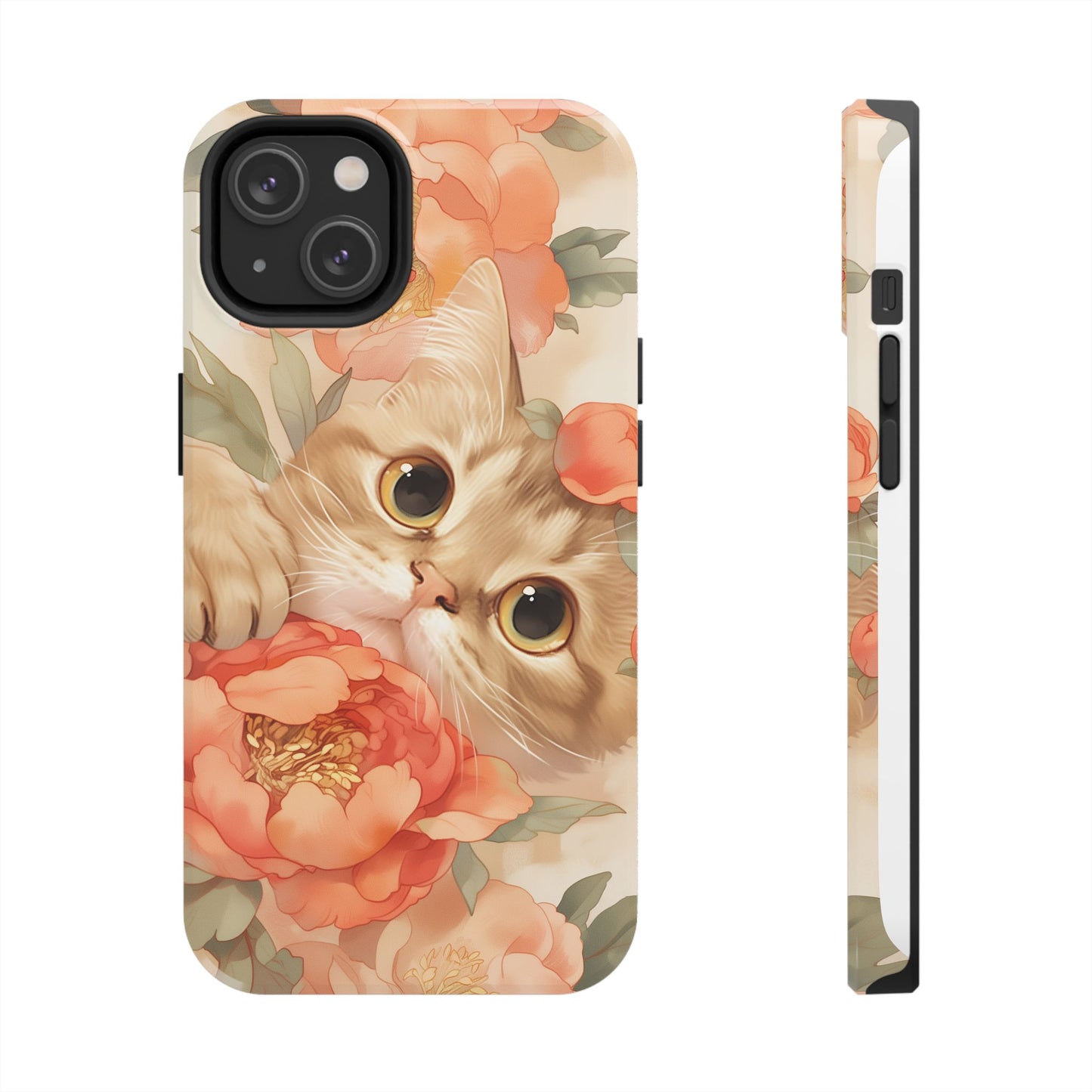 "Peony Guardian" - Floral Cat Phone Case | Tang Dynasty Elegance Meets Daily Protection