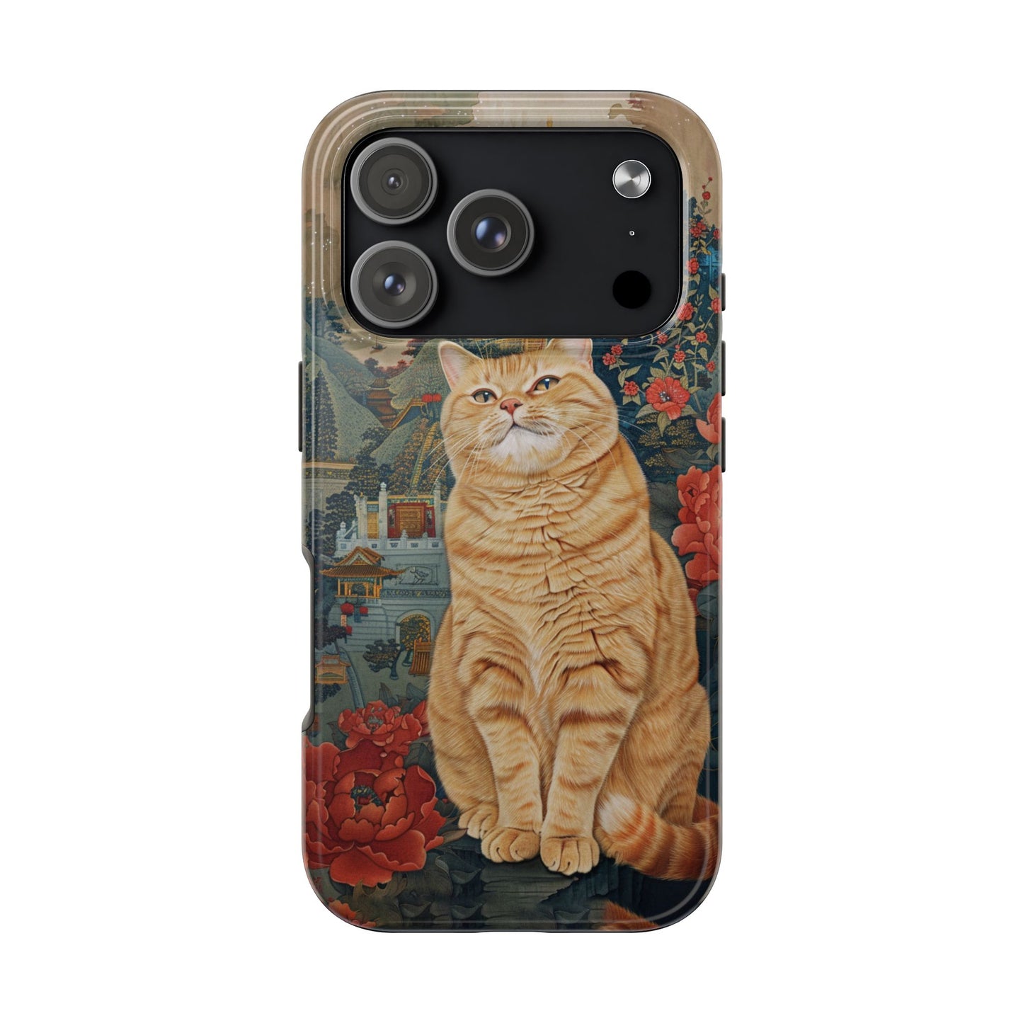 Oriental Garden Cat iPhone Case | Ancient Chinese Art Phone Cover | Clear Soft TPU Case