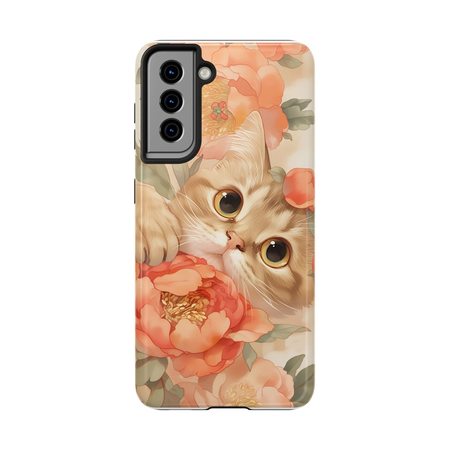 "Peony Guardian" - Floral Cat Phone Case | Tang Dynasty Elegance Meets Daily Protection