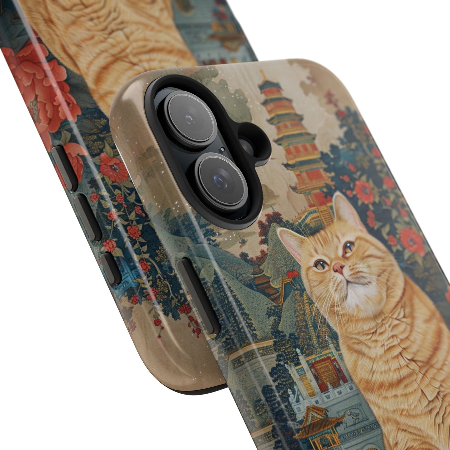 Oriental Garden Cat iPhone Case | Ancient Chinese Art Phone Cover | Clear Soft TPU Case