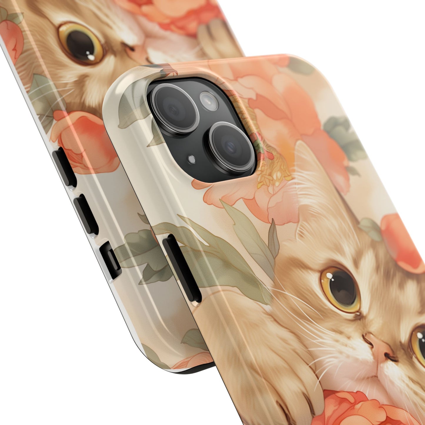 "Peony Guardian" - Floral Cat Phone Case | Tang Dynasty Elegance Meets Daily Protection