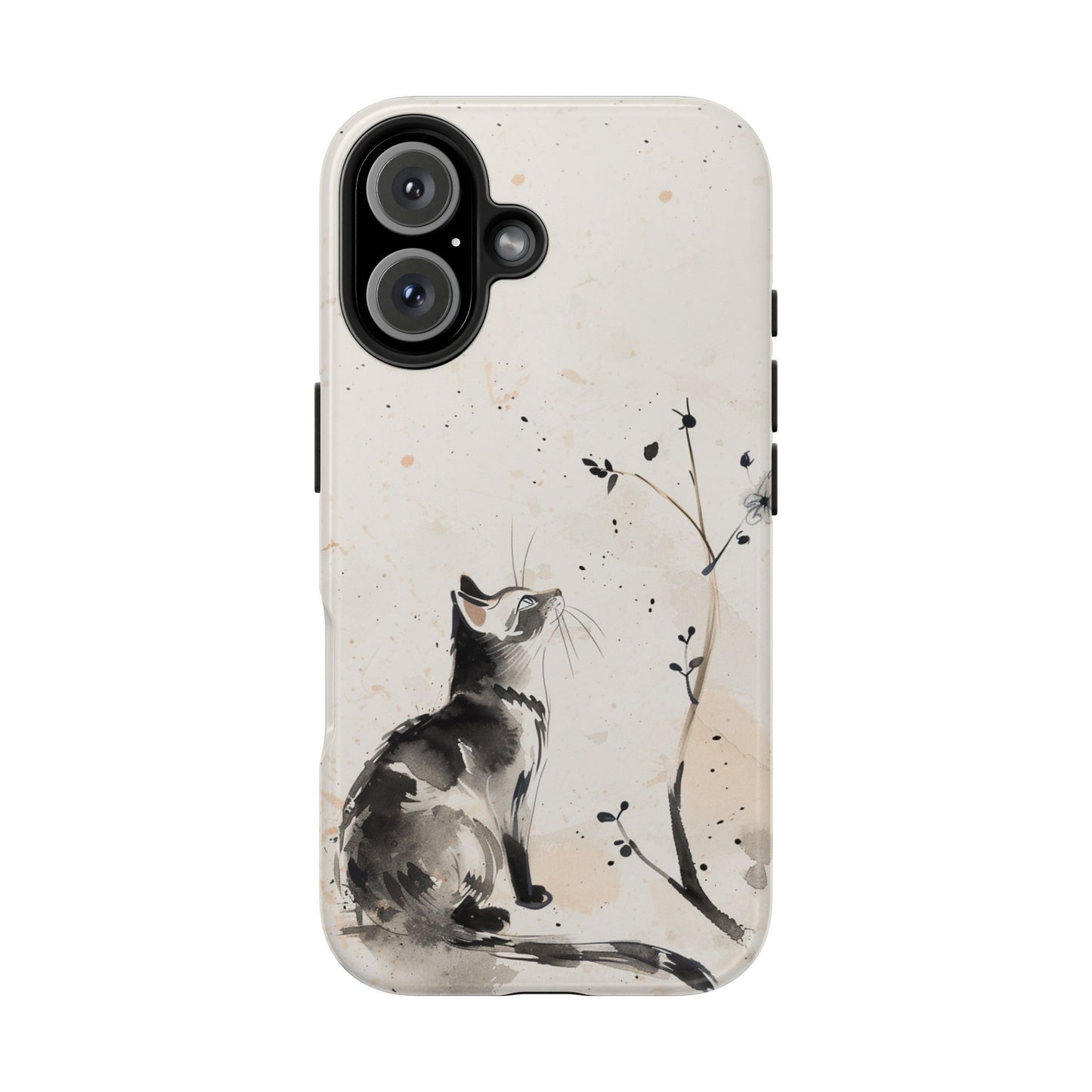 Ink-Wash Cat iPhone Case | Minimalist Oriental Art Phone Cover | Zen Aesthetic Gift