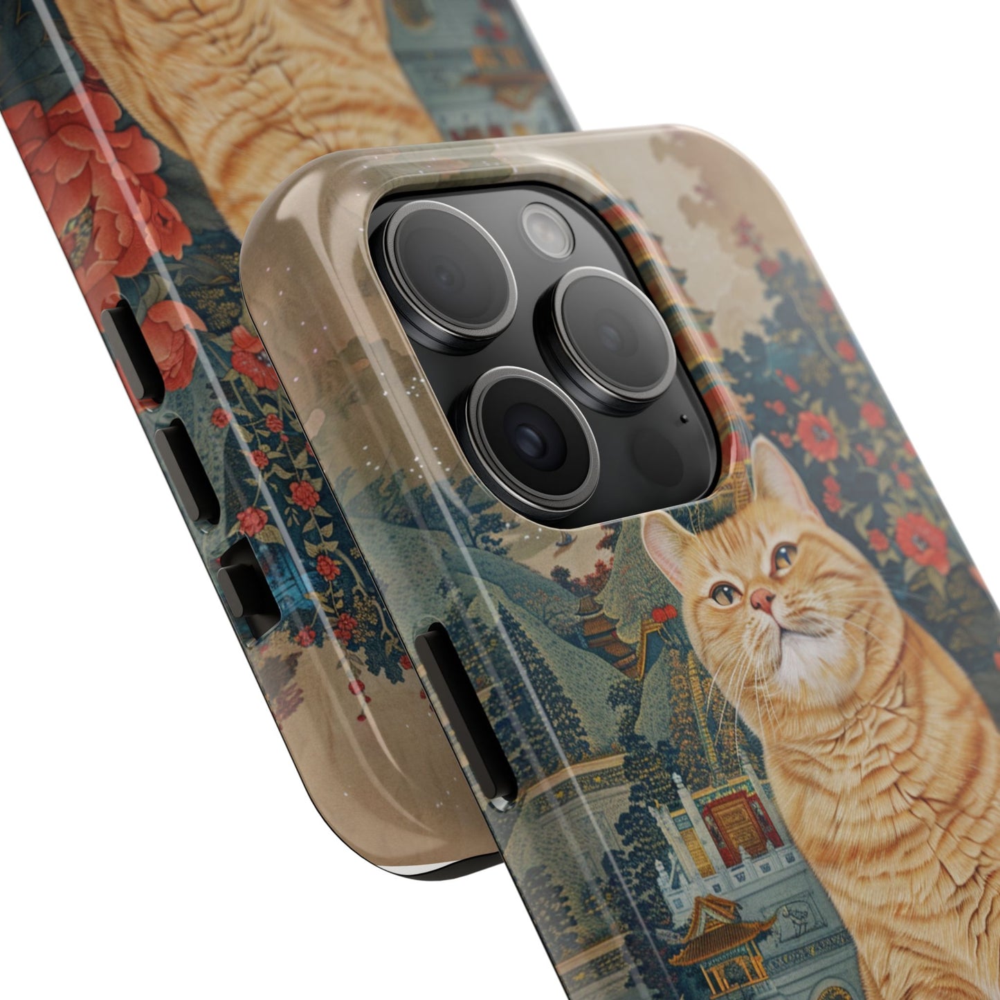 Oriental Garden Cat iPhone Case | Ancient Chinese Art Phone Cover | Clear Soft TPU Case