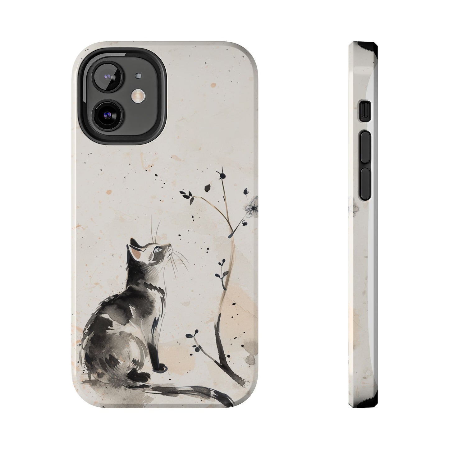 Ink-Wash Cat iPhone Case | Minimalist Oriental Art Phone Cover | Zen Aesthetic Gift