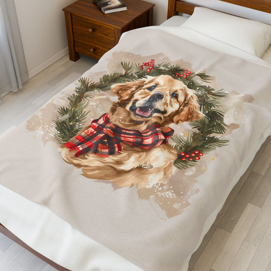 Golden Cheer — Festive Dog Plush Blanket