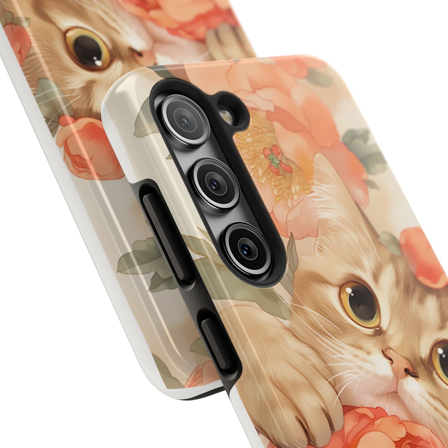 "Peony Guardian" - Floral Cat Phone Case | Tang Dynasty Elegance Meets Daily Protection