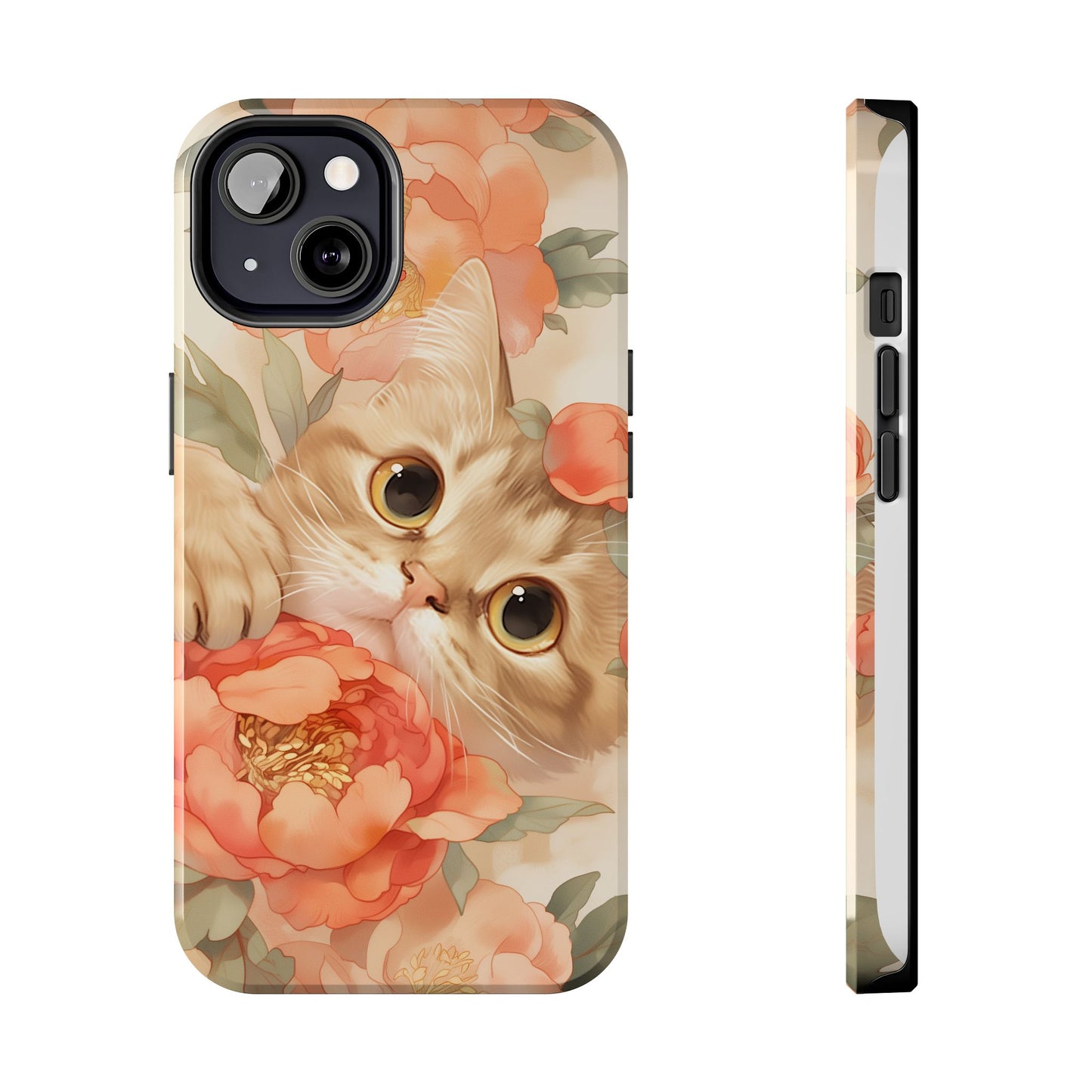 "Peony Guardian" - Floral Cat Phone Case | Tang Dynasty Elegance Meets Daily Protection