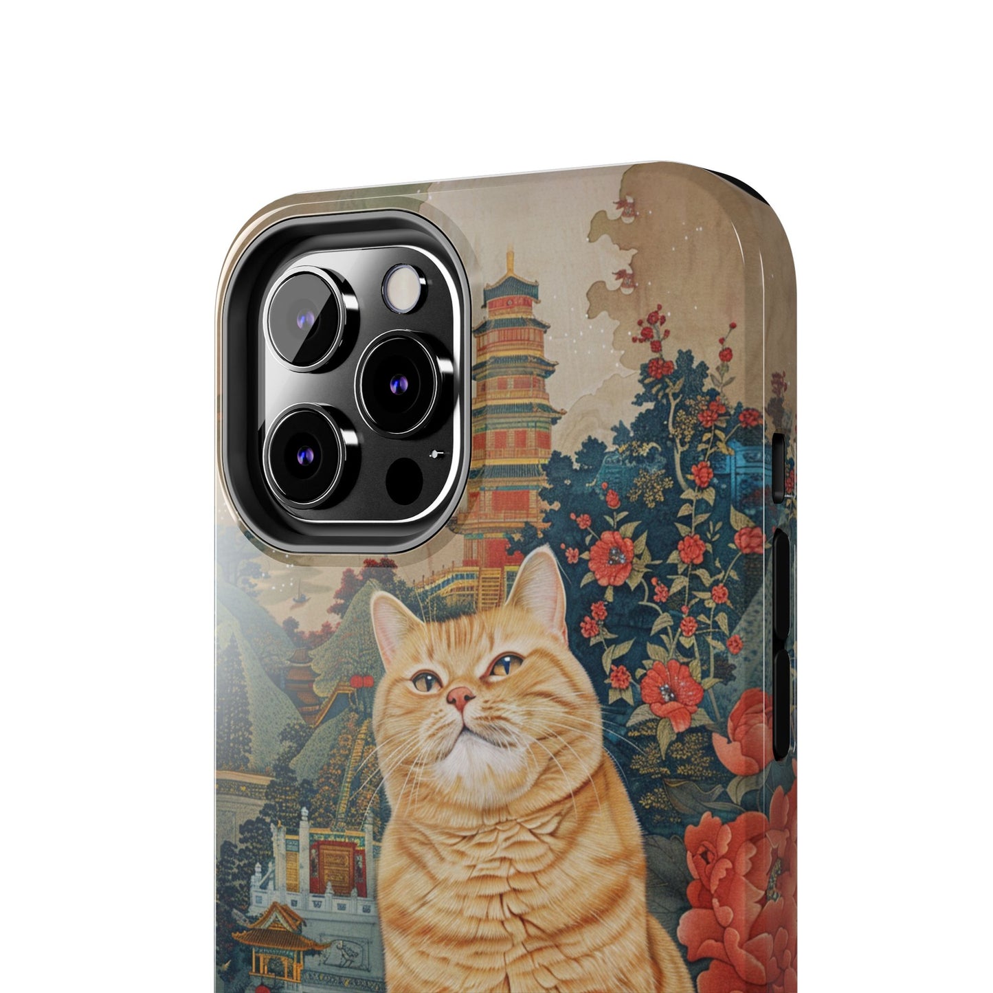 Oriental Garden Cat iPhone Case | Ancient Chinese Art Phone Cover | Clear Soft TPU Case
