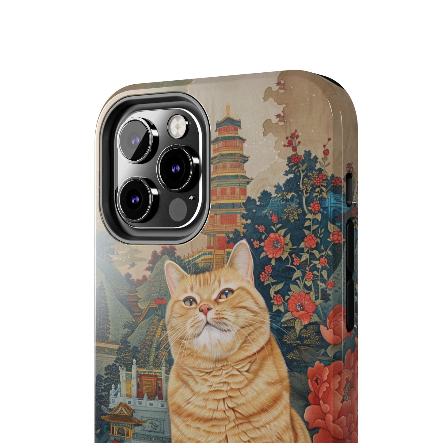 Oriental Garden Cat iPhone Case | Ancient Chinese Art Phone Cover | Clear Soft TPU Case