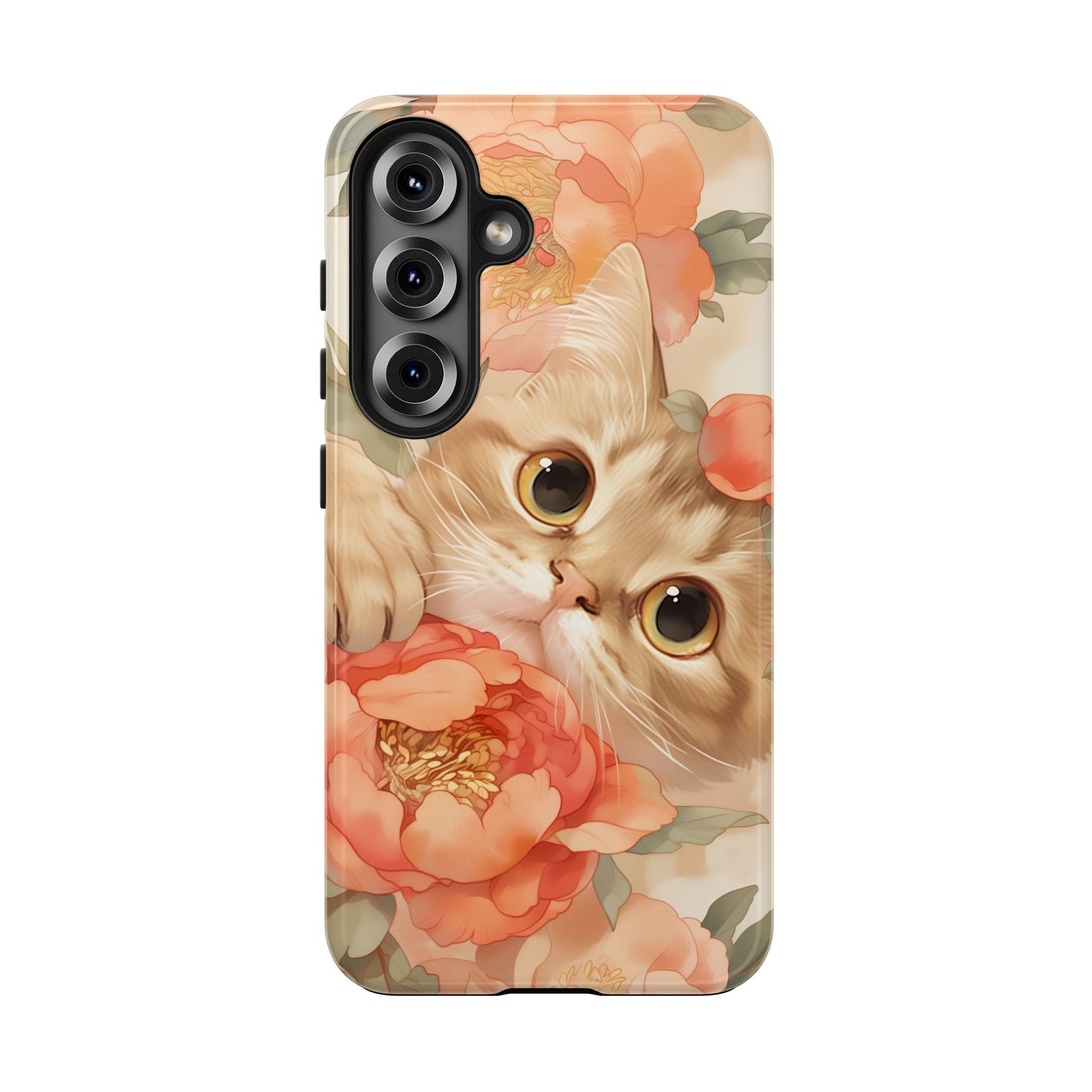 "Peony Guardian" - Floral Cat Phone Case | Tang Dynasty Elegance Meets Daily Protection