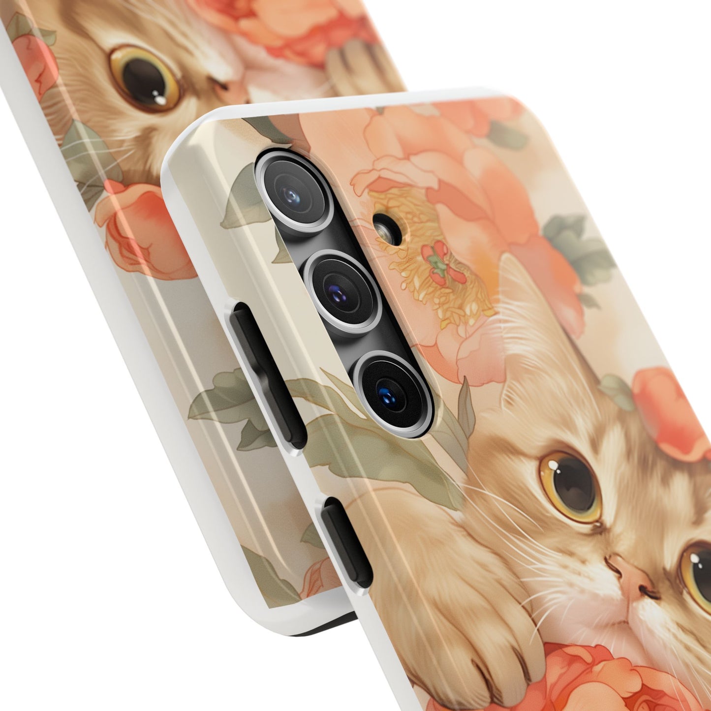 "Peony Guardian" - Floral Cat Phone Case | Tang Dynasty Elegance Meets Daily Protection