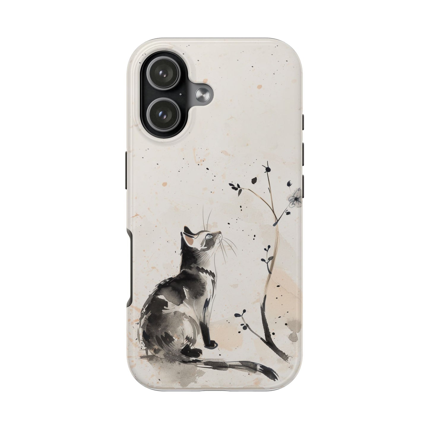 Ink-Wash Cat iPhone Case | Minimalist Oriental Art Phone Cover | Zen Aesthetic Gift