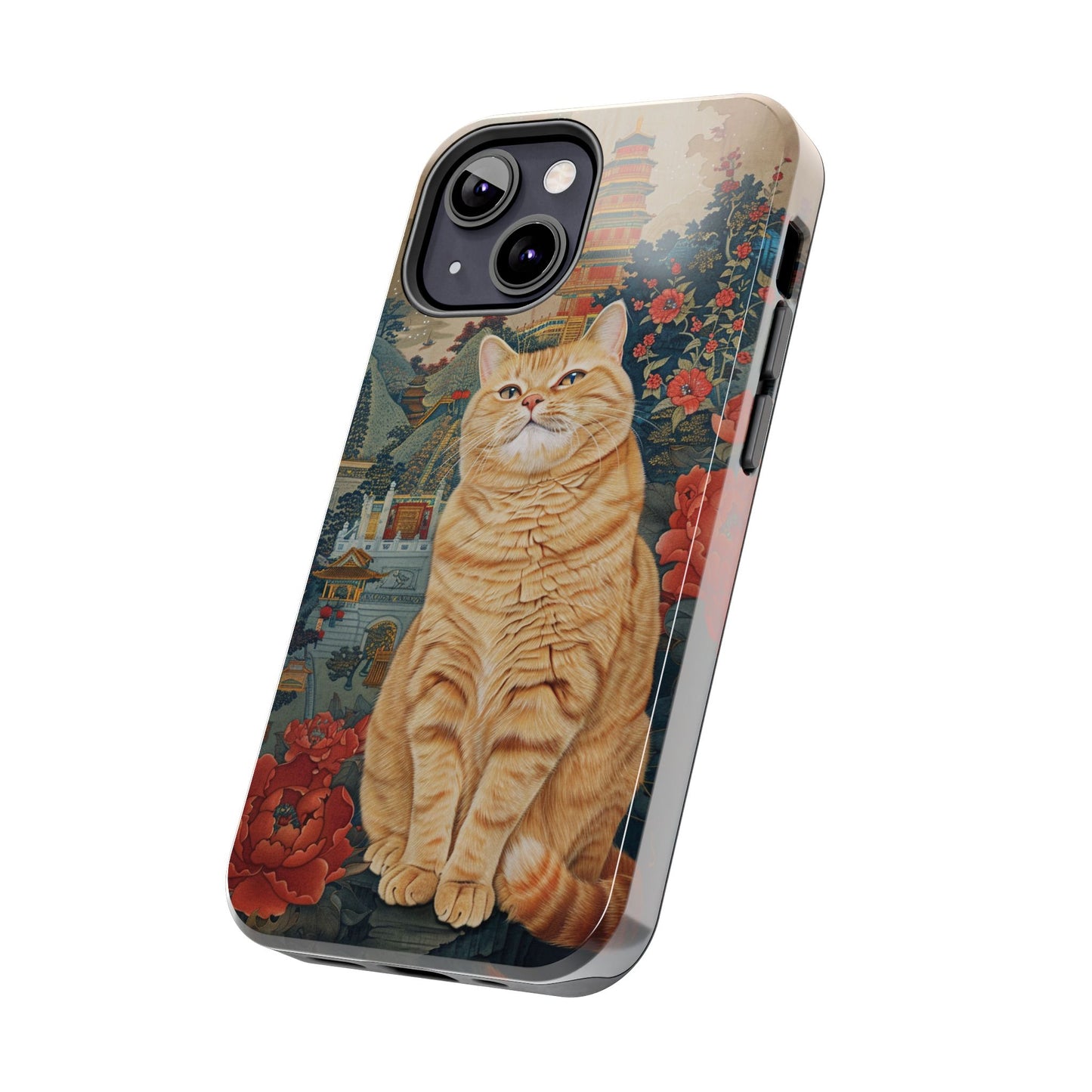 Oriental Garden Cat iPhone Case | Ancient Chinese Art Phone Cover | Clear Soft TPU Case