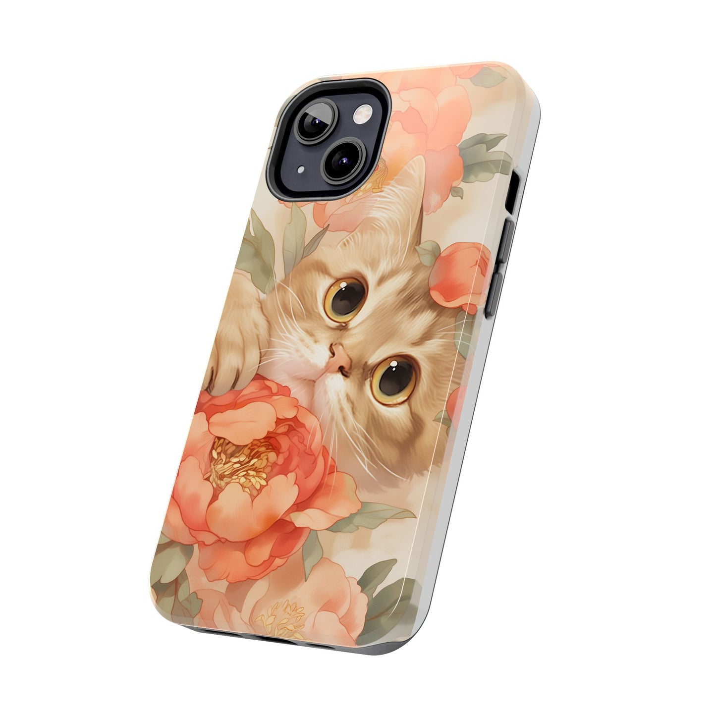 "Peony Guardian" - Floral Cat Phone Case | Tang Dynasty Elegance Meets Daily Protection