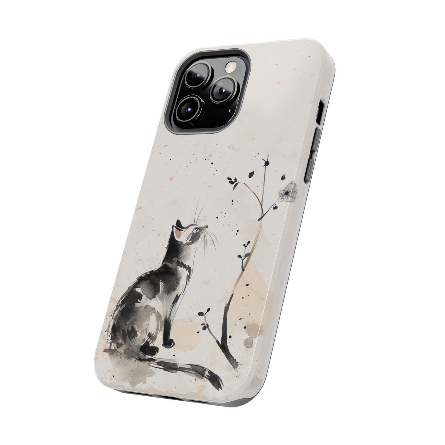 Ink-Wash Cat iPhone Case | Minimalist Oriental Art Phone Cover | Zen Aesthetic Gift