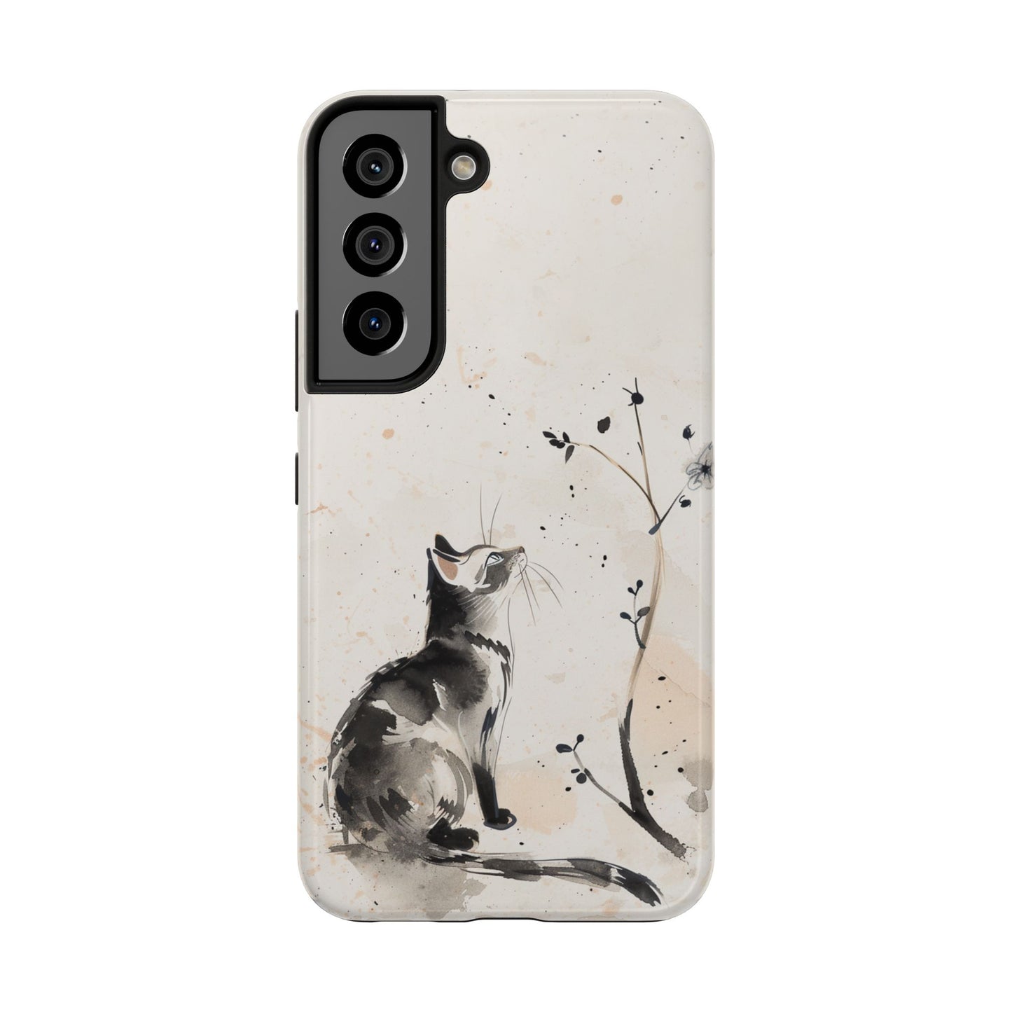 Ink-Wash Cat iPhone Case | Minimalist Oriental Art Phone Cover | Zen Aesthetic Gift