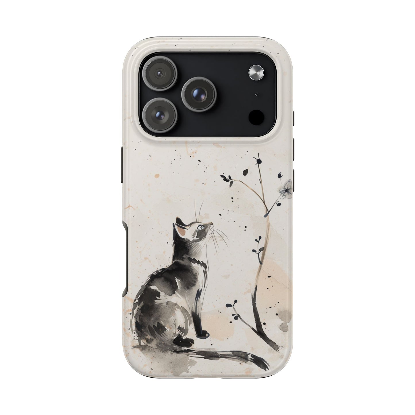 Ink-Wash Cat iPhone Case | Minimalist Oriental Art Phone Cover | Zen Aesthetic Gift