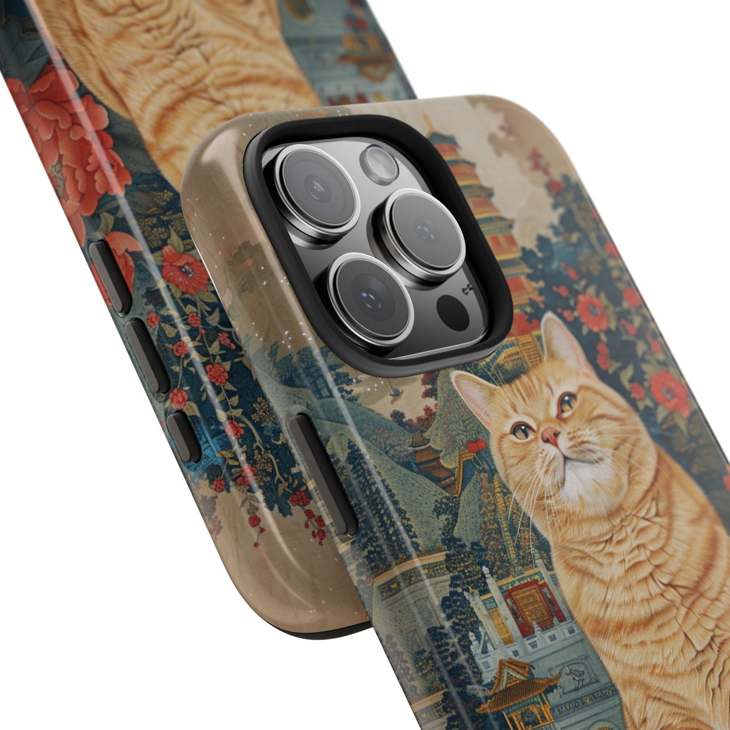 Oriental Garden Cat iPhone Case | Ancient Chinese Art Phone Cover | Clear Soft TPU Case