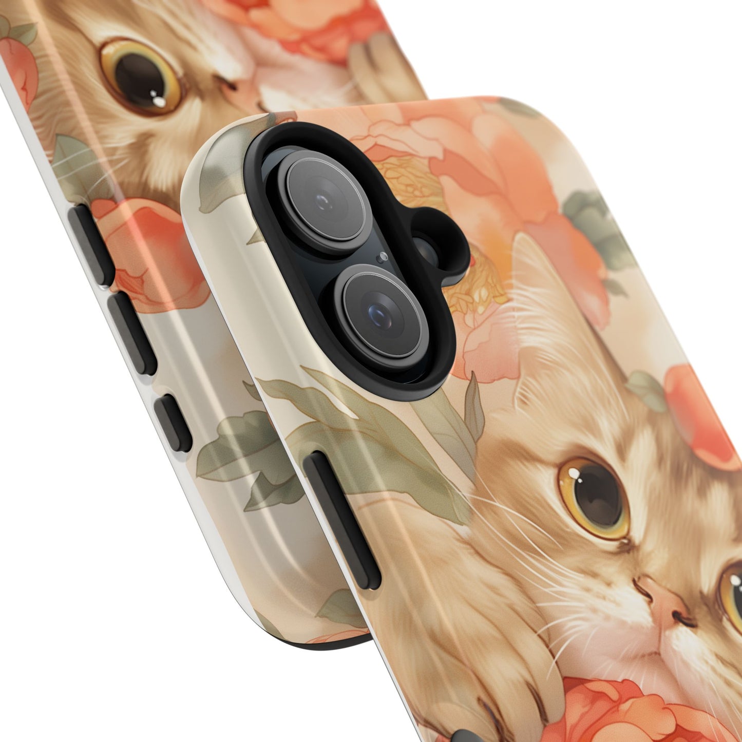 "Peony Guardian" - Floral Cat Phone Case | Tang Dynasty Elegance Meets Daily Protection