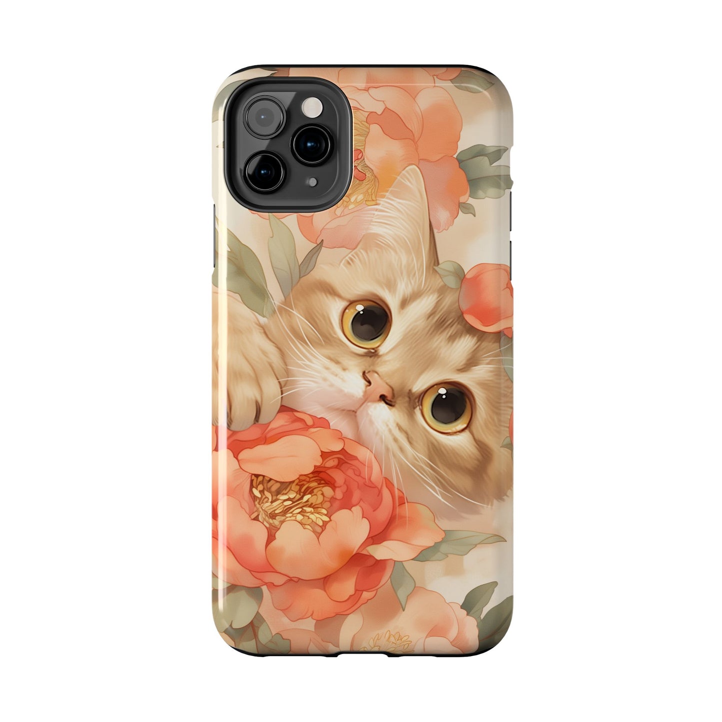 "Peony Guardian" - Floral Cat Phone Case | Tang Dynasty Elegance Meets Daily Protection