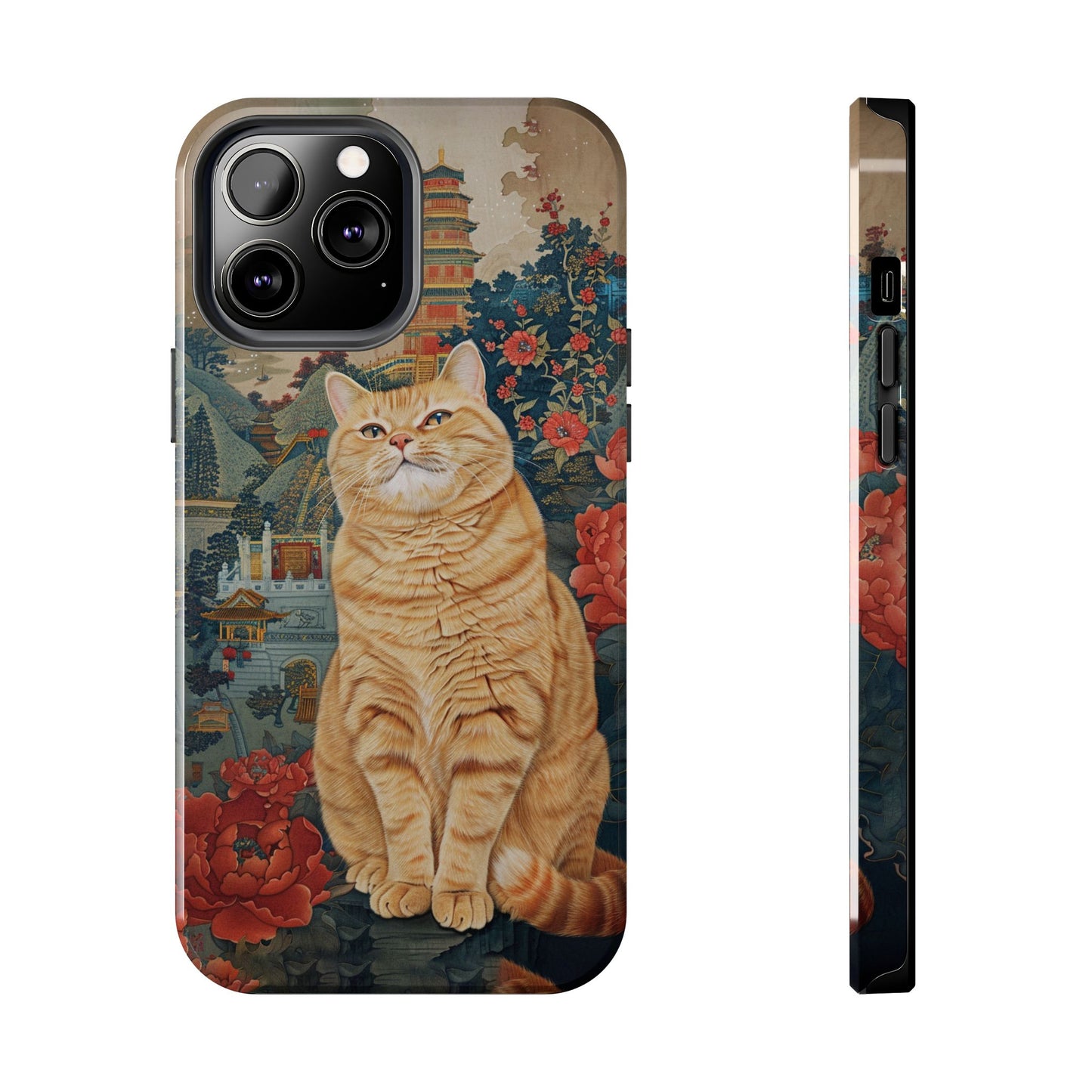 Oriental Garden Cat iPhone Case | Ancient Chinese Art Phone Cover | Clear Soft TPU Case
