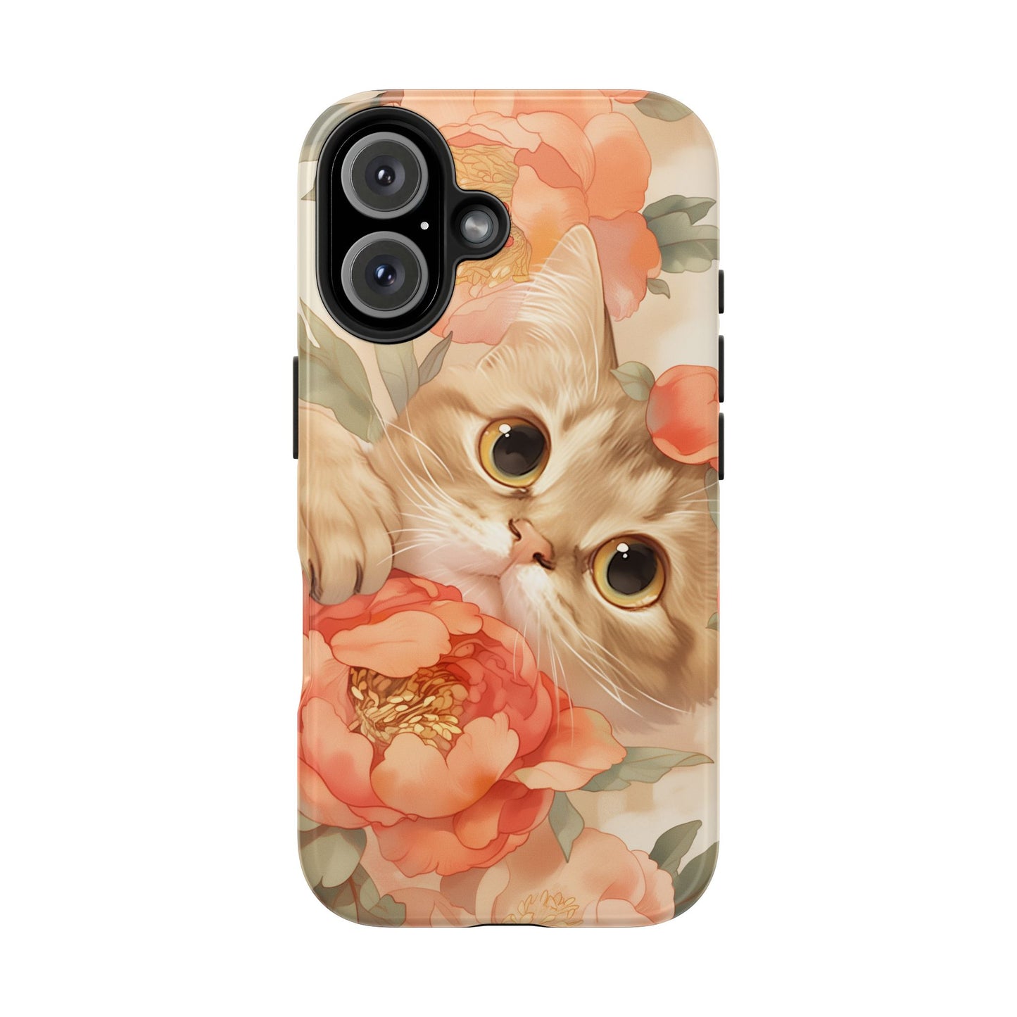"Peony Guardian" - Floral Cat Phone Case | Tang Dynasty Elegance Meets Daily Protection
