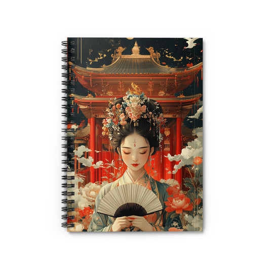 Elegant Oriental Spiral Notebook - Ruled Line with Artful Design