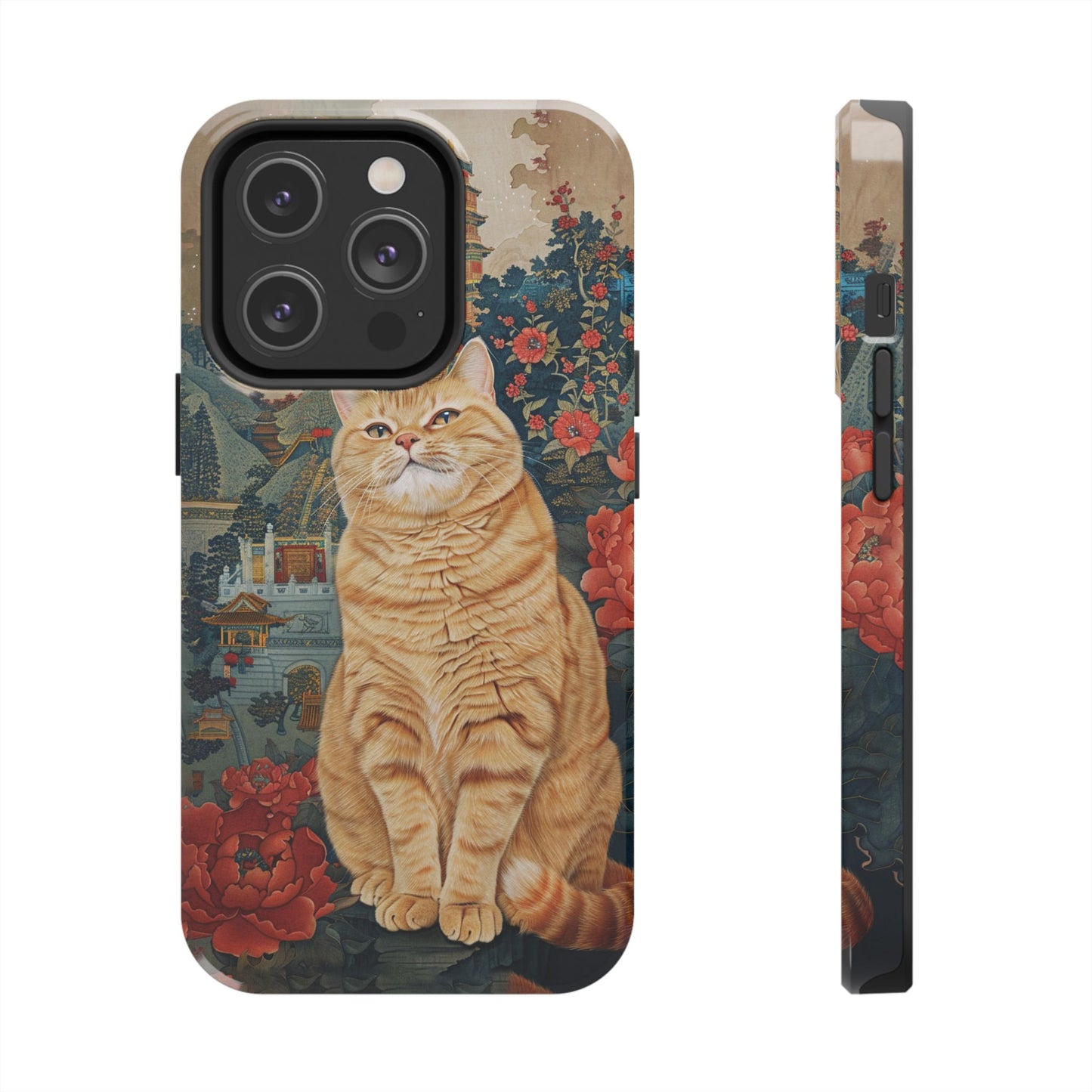 Oriental Garden Cat iPhone Case | Ancient Chinese Art Phone Cover | Clear Soft TPU Case