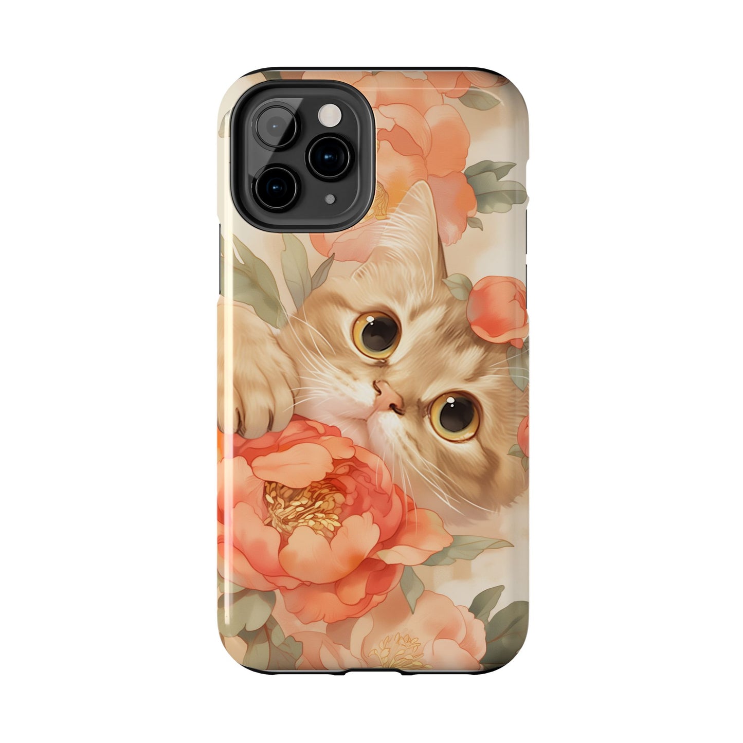 "Peony Guardian" - Floral Cat Phone Case | Tang Dynasty Elegance Meets Daily Protection