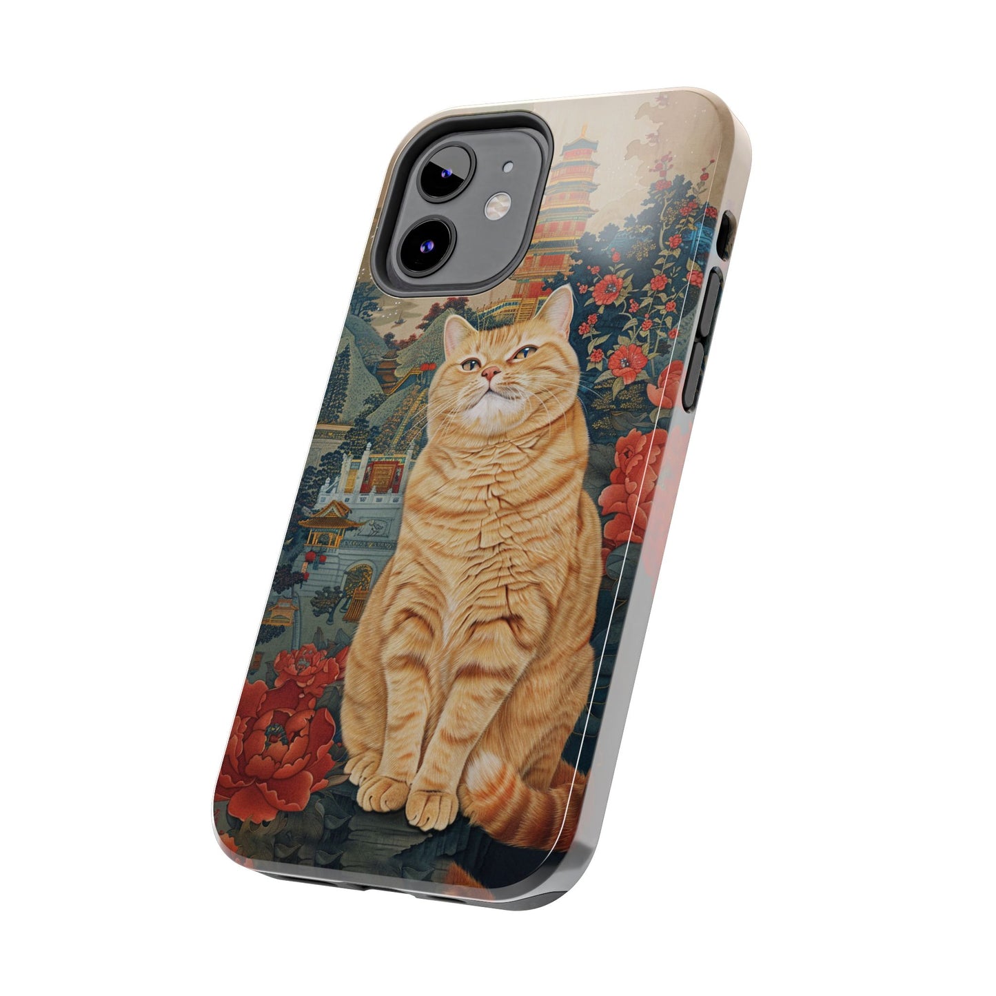 Oriental Garden Cat iPhone Case | Ancient Chinese Art Phone Cover | Clear Soft TPU Case