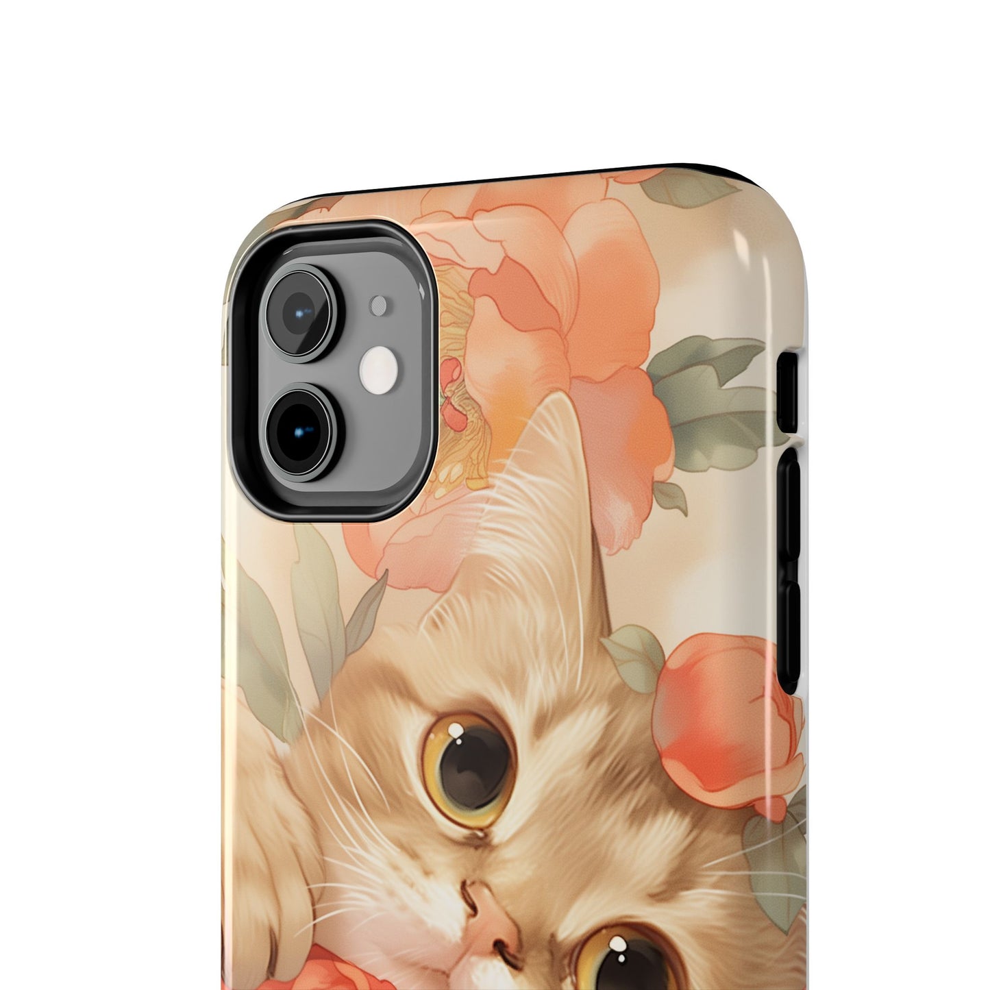 "Peony Guardian" - Floral Cat Phone Case | Tang Dynasty Elegance Meets Daily Protection